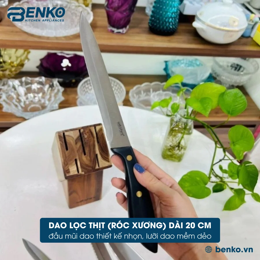 bộ dao 6 món Wiltshire Triple Rivet với dao lọc thịt, róc xương dài 20cm