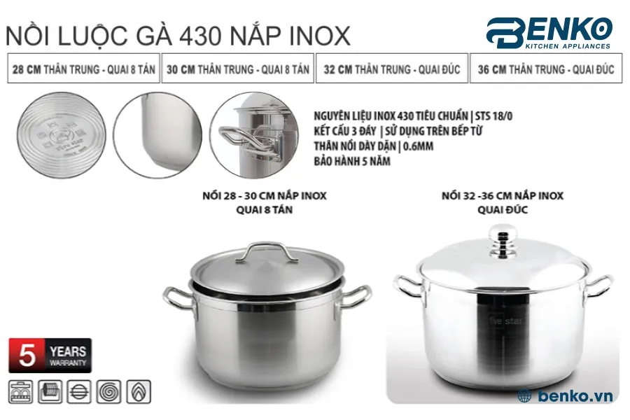 THÔNG TIN NỒI LUỘC GÀ 3 ĐÁY FIVESTAR