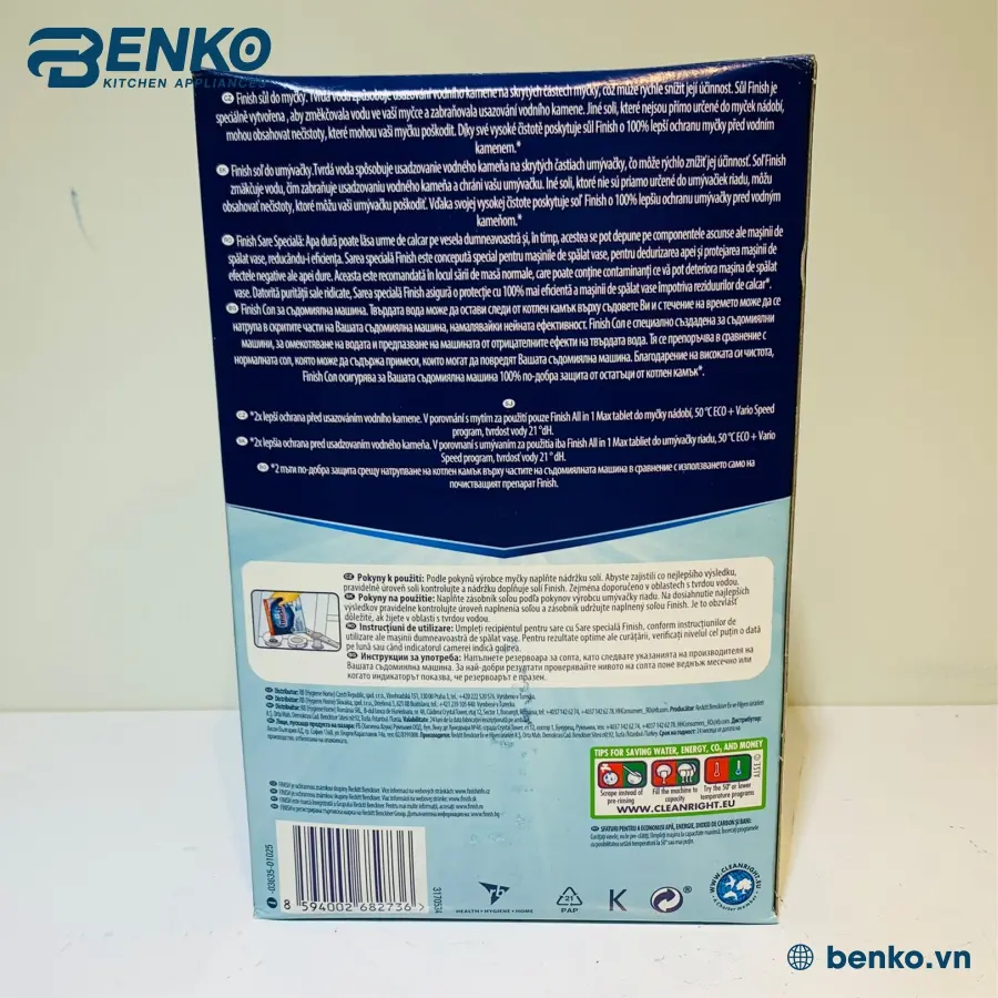Công dụng của muối rửa bát Finish 1,5kg