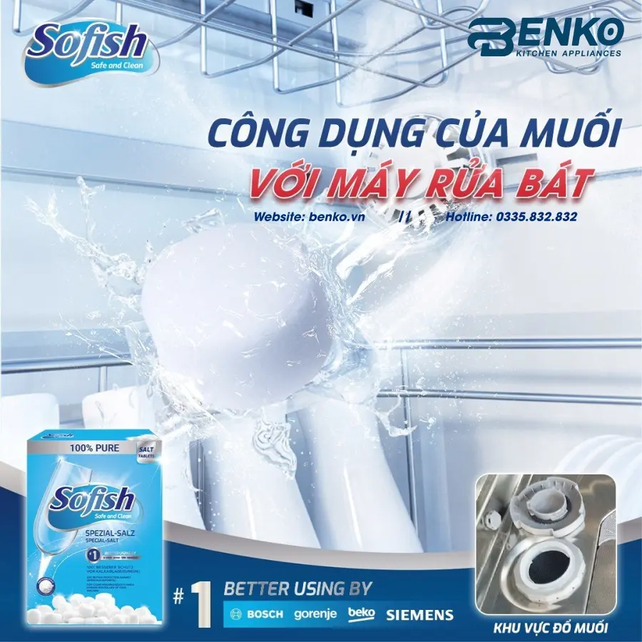 Công dụng của muối rửa bát Sofish Tablets 1kg
