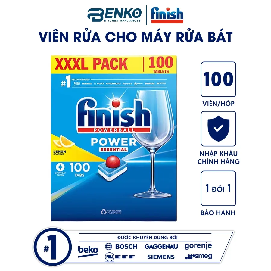 VIÊN RỬA BÁT FINISH ESSENTIAL 100 VIÊN LEMON