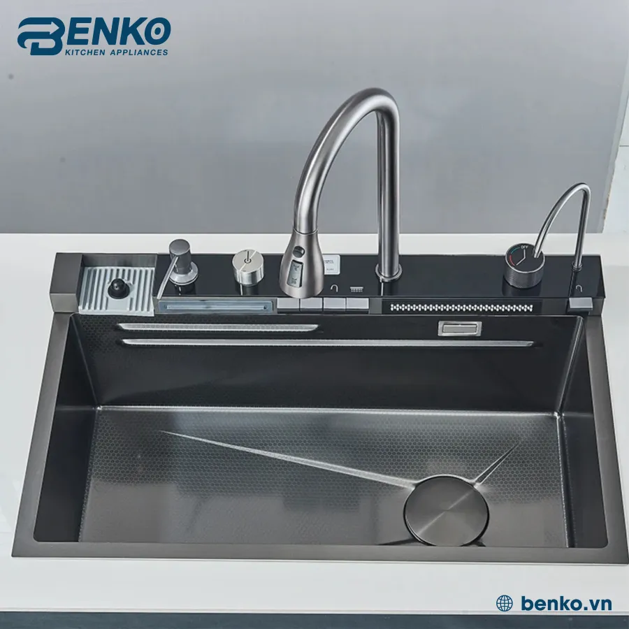 Chậu rửa vòi thác 5 phím 75x46 Skyler 66328 Đen 4