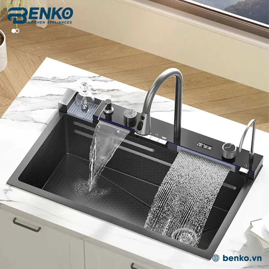 Chậu rửa vòi thác 5 phím 75x46 Skyler 66328 Đen 3