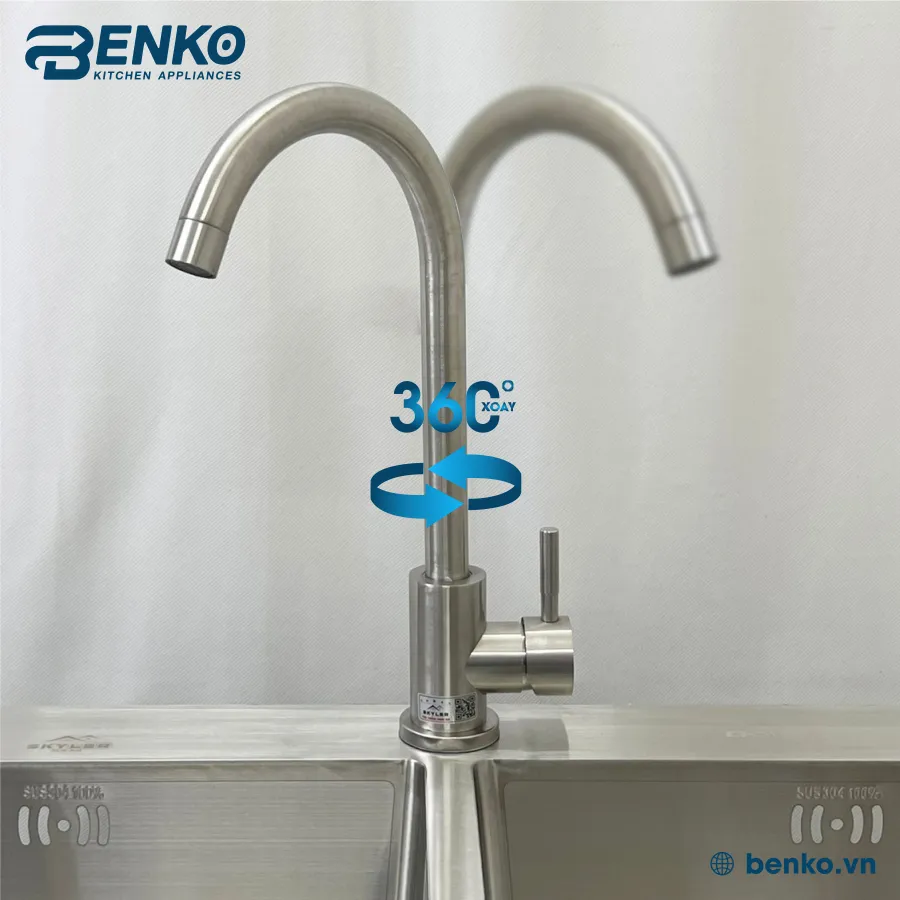 thân vòi chậu rửa bát 82x45 Skyler 83375 Inox xoay 360 độ