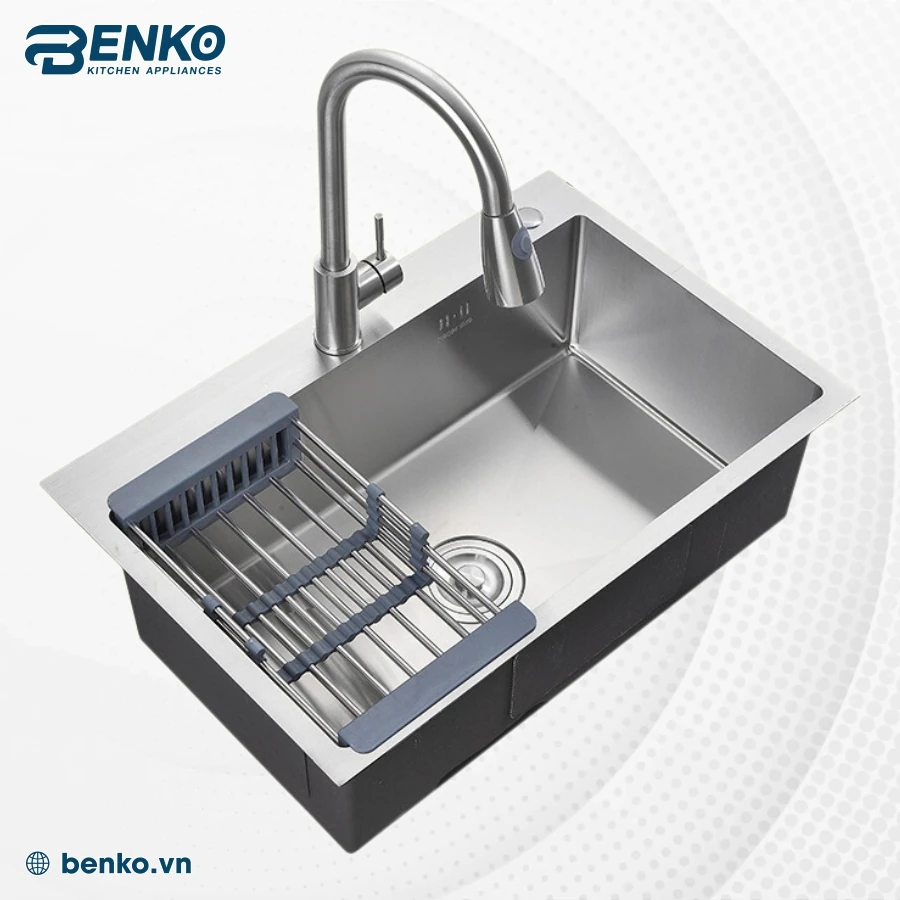 Chậu rửa bát 1 hố 60x45 Skyler 66343 Inox với chất liệu inox 304 cao cấp