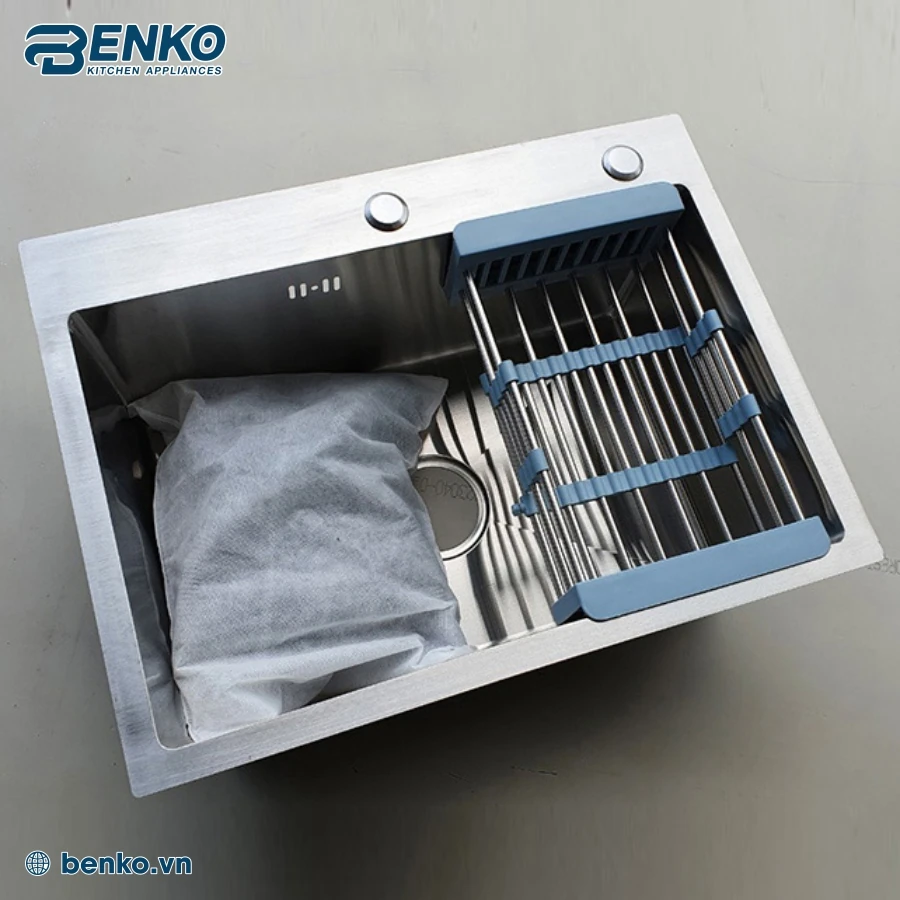 CHẬU RỬA BÁT 1 HỐ 60x45 SKYLER 66343 INOX TẠI BENKO 2