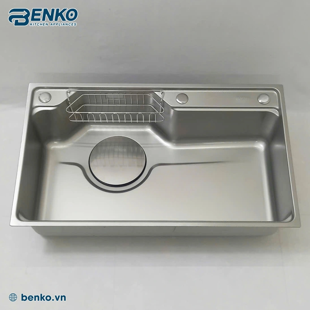 Chất liệu inox 304 trên chậu rửa bát 1 hố 78x46 Skyler 66360 Inox