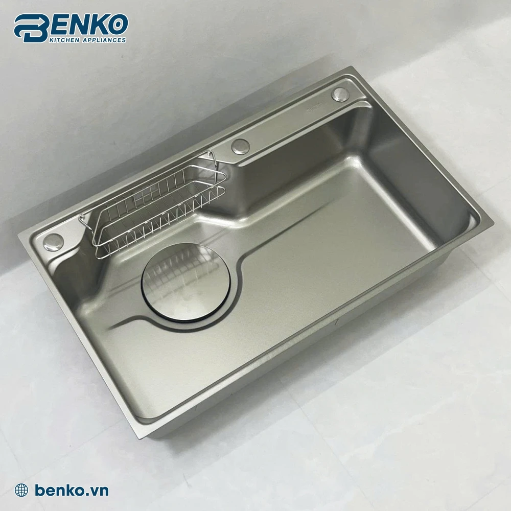 Chất liệu inox 304 trên chậu rửa bát 1 hố 78x46 Skyler 66360 Inox 2