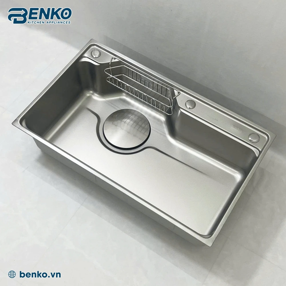 Chất liệu inox 304 trên chậu rửa bát 1 hố 78x46 Skyler 66360 Inox 3