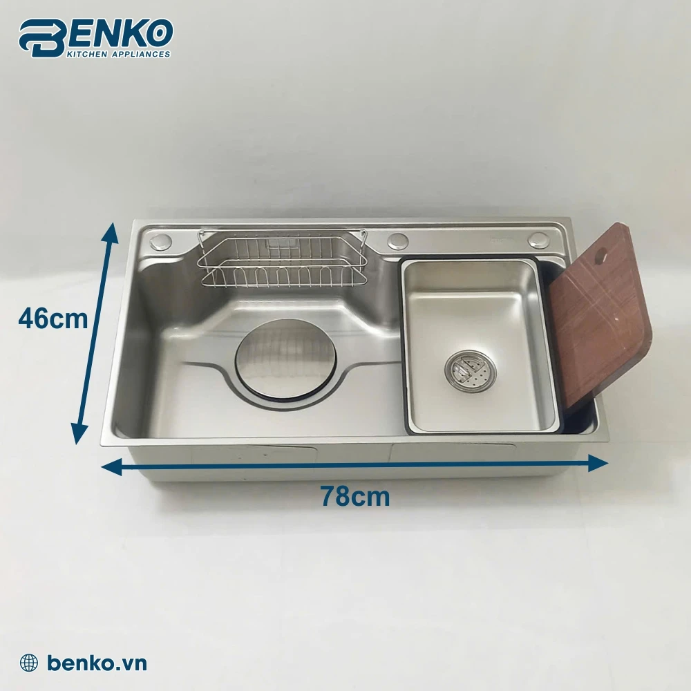 kích thước chậu rửa bát 1 hố 78x46 Skyler 66360 Inox