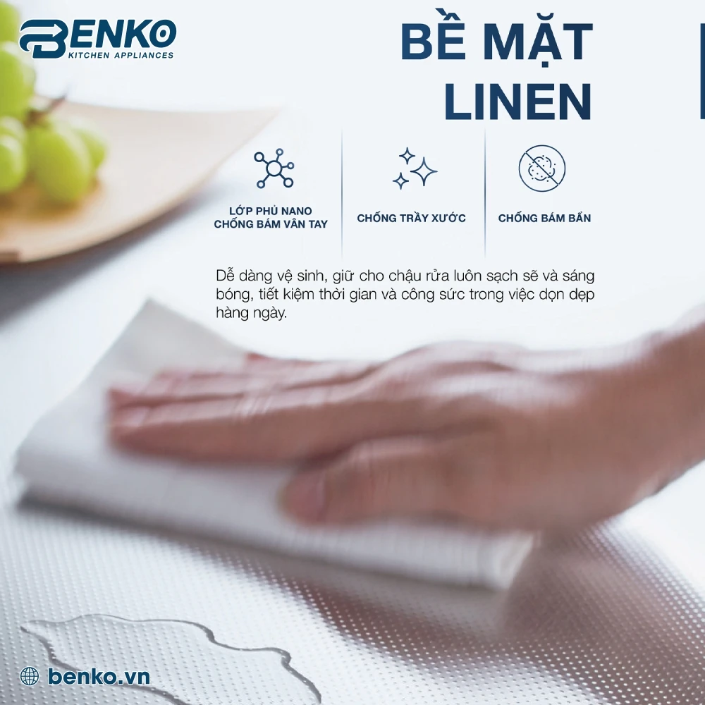 Chậu rửa bát 1 hố 78x46 Skyler 66360 Inox còn sở hữu một điểm nhấn độc đáo