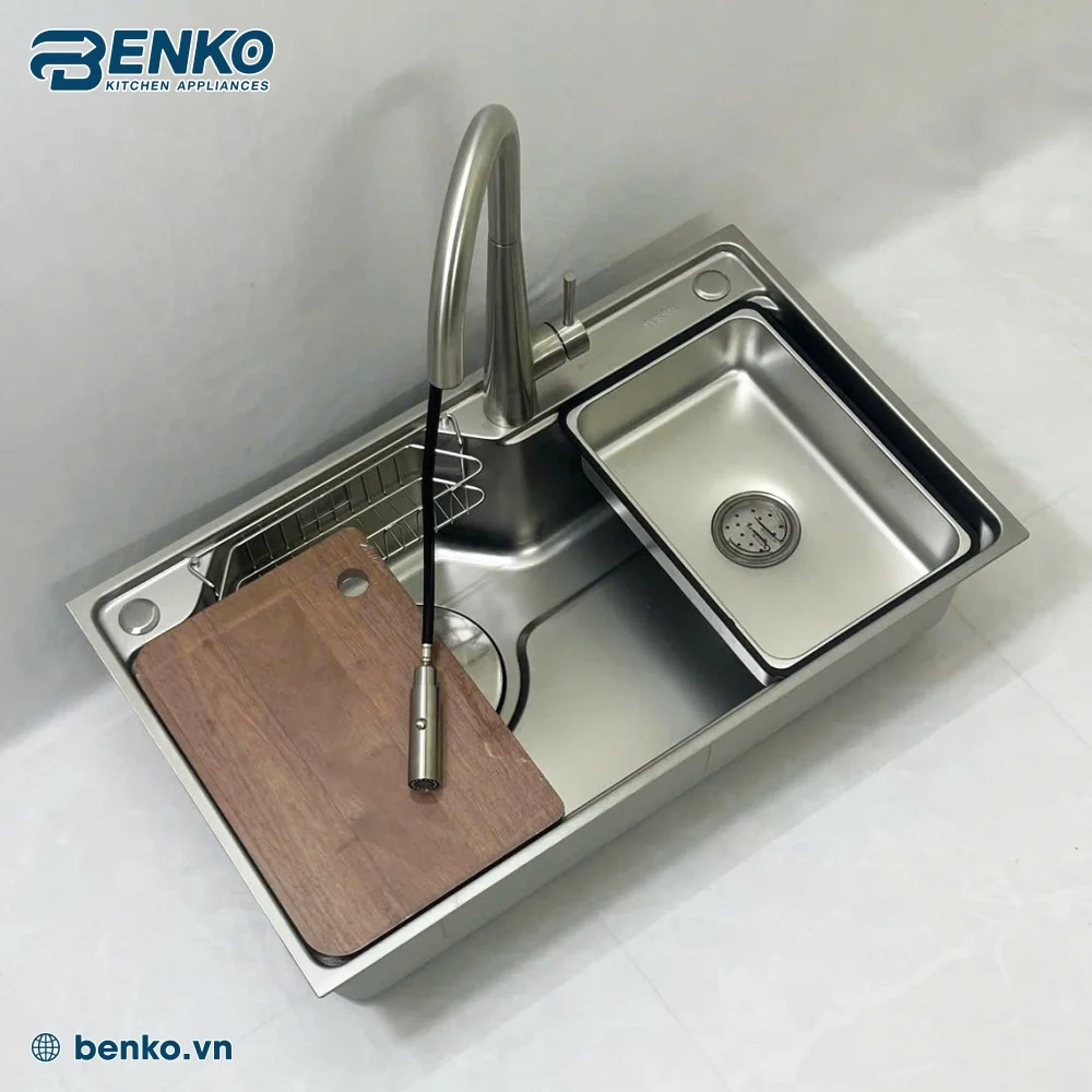 mua vòi chậu rửa bát 78x46 Skyler 83423 Inox chính hãng tại nhà bếp Benko